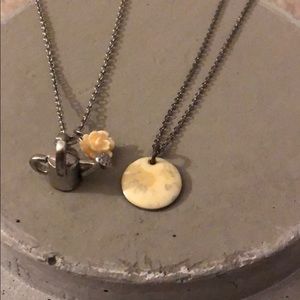 Flower pot and faded flower silver necklaces